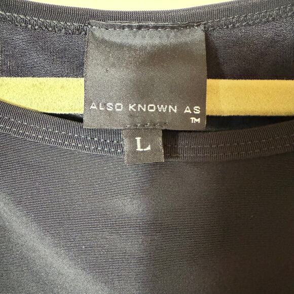 Vintage Black Modest Midi Dress SZ L Sleeveless Round Neck Travel Minimalist - Picture 3 of 6